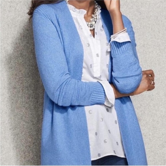 Talbots Metallic Swiss Dots Ruffle Collar Tunic Top Long Sleeve White Silver XL - Picture 2 of 12